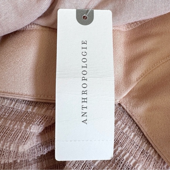 Anthropologie Meadow Rue Allyson Pink Satin Sheer Square Neck Blouse Size S NWT - Picture 6 of 9